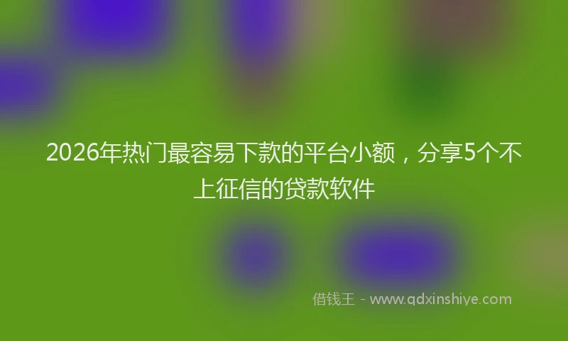 2026年热门最容易下款的平台小额，分享5个不上征信的贷款软件