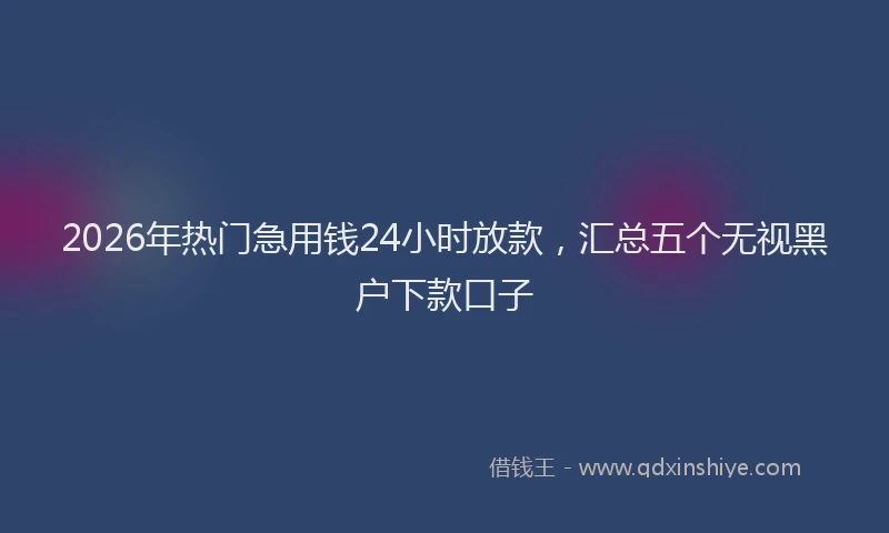 2026年热门急用钱24小时放款，汇总五个无视黑户下款口子
