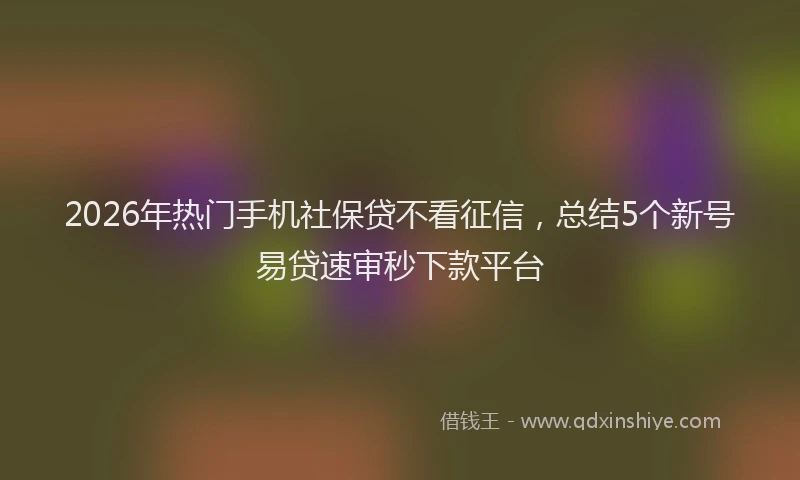 2026年热门手机社保贷不看征信，总结5个新号易贷速审秒下款平台