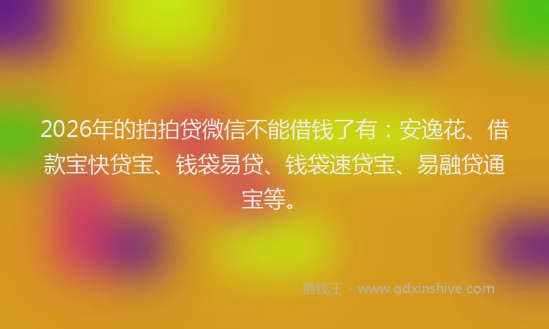 2026年的拍拍贷微信不能借钱了有：安逸花、借款宝快贷宝、钱袋易贷、钱袋速贷宝、易融贷通宝等。