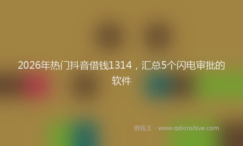 2026年热门抖音借钱1314，汇总5个闪电审批的软件