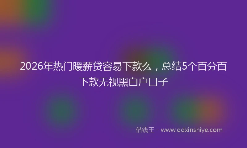 2026年热门暖薪贷容易下款么，总结5个百分百下款无视黑白户口子