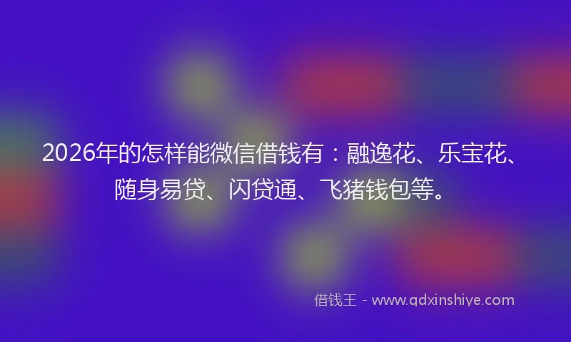 2026年的怎样能微信借钱有：融逸花、乐宝花、随身易贷、闪贷通、飞猪钱包等。