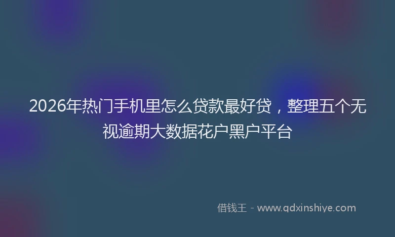 2026年热门手机里怎么贷款最好贷,整理五个无视逾期大数据花户黑户平台