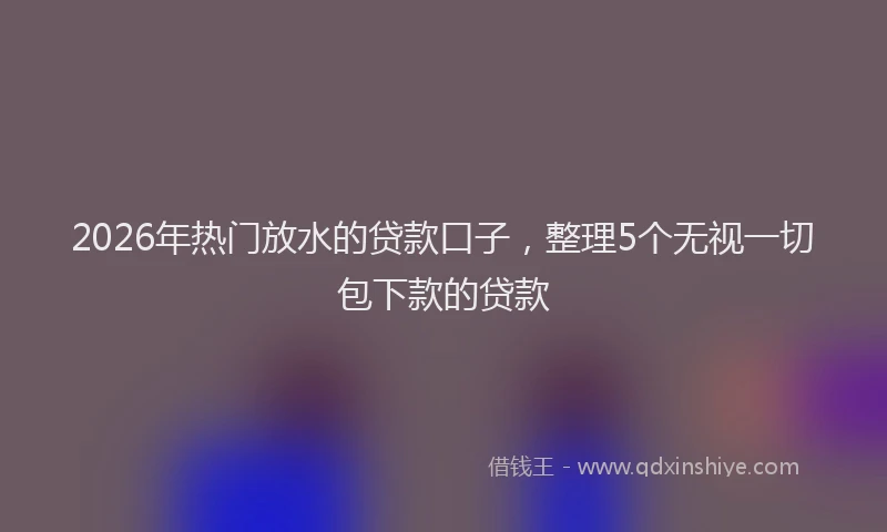 2026年热门放水的贷款口子，整理5个无视一切包下款的贷款