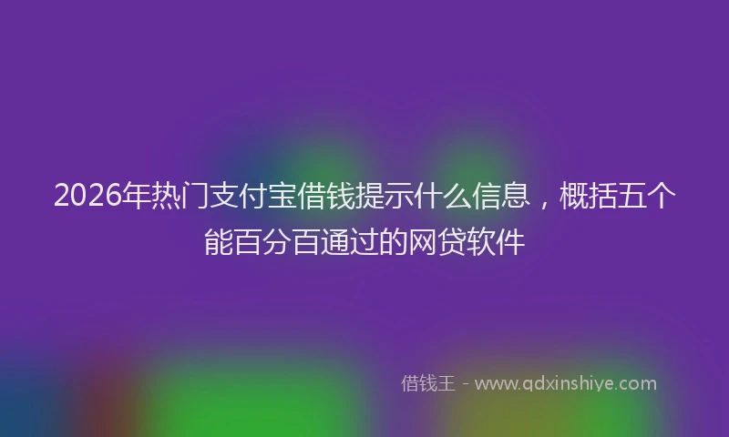 2026年热门支付宝借钱提示什么信息,概括五个能百分百通过的网贷软件