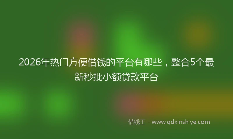 2026年热门方便借钱的平台有哪些，整合5个最新秒批小额贷款平台