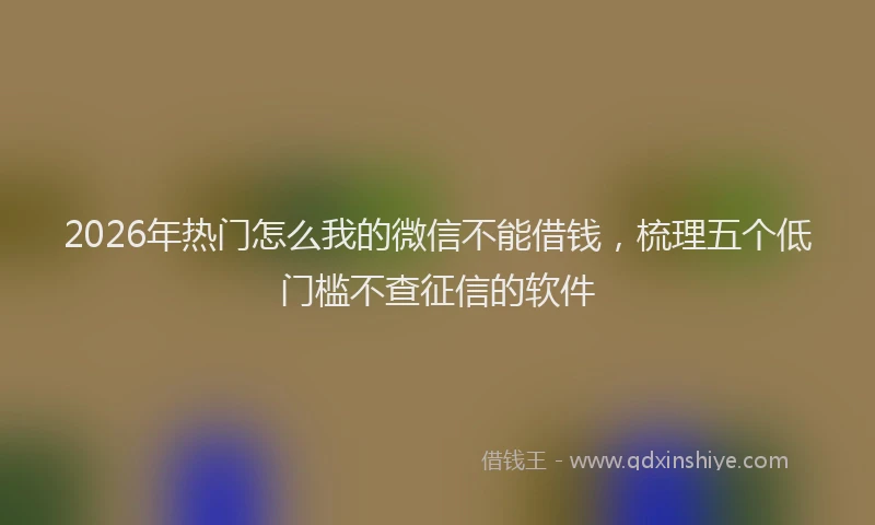 2026年热门怎么我的微信不能借钱，梳理五个低门槛不查征信的软件