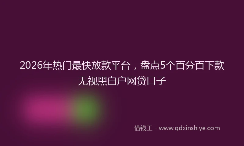 2026年热门最快放款平台，盘点5个百分百下款无视黑白户网贷口子