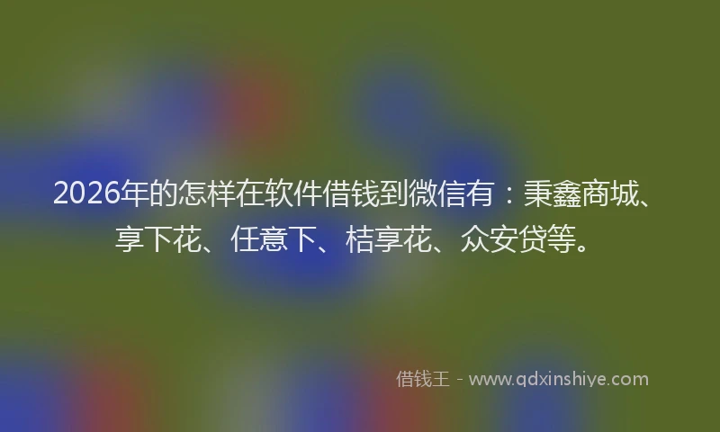 2026年的怎样在软件借钱到微信有：秉鑫商城、享下花、任意下、桔享花、众安贷等。