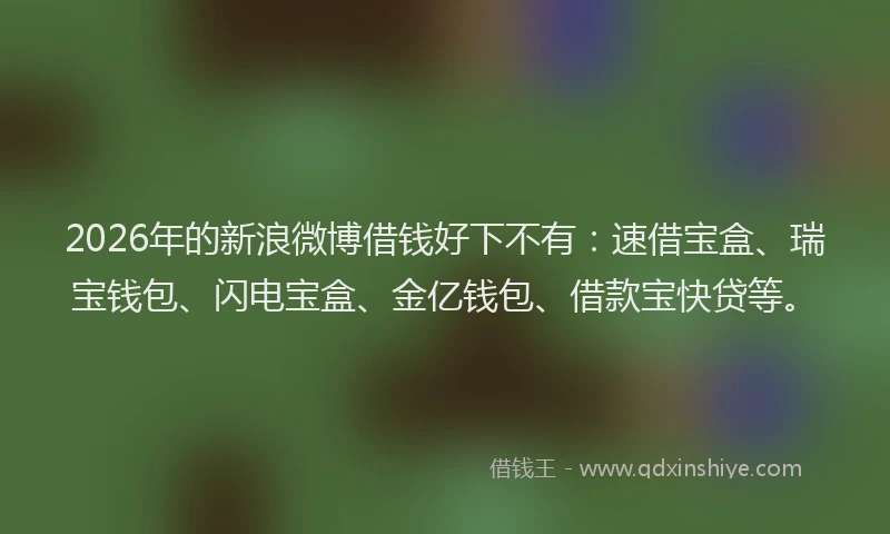2026年的新浪微博借钱好下不有：速借宝盒、瑞宝钱包、闪电宝盒、金亿钱包、借款宝快贷等。