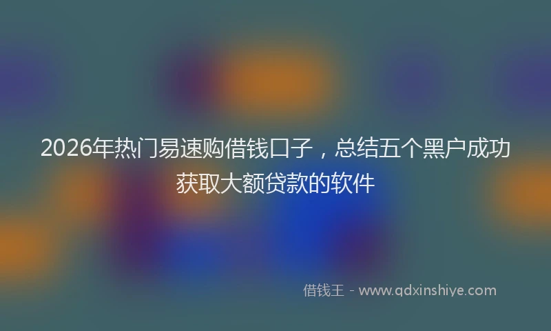 2026年热门易速购借钱口子，总结五个黑户成功获取大额贷款的软件