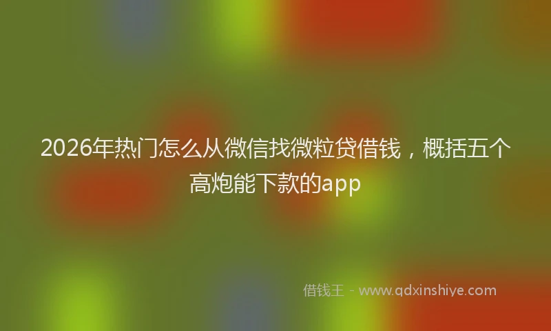 2026年热门怎么从微信找微粒贷借钱，概括五个高炮能下款的app