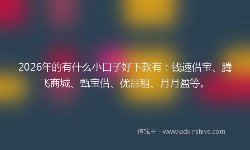 2026年的有什么小口子好下款有：钱速借宝、腾飞商城、甄宝借、优品租、月月盈等。
