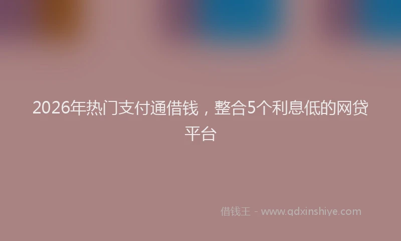 2026年热门支付通借钱,整合5个利息低的网贷平台