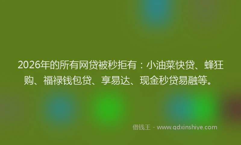 2026年的所有网贷被秒拒有：小油菜快贷、蜂狂购、福禄钱包贷、享易达、现金秒贷易融等。