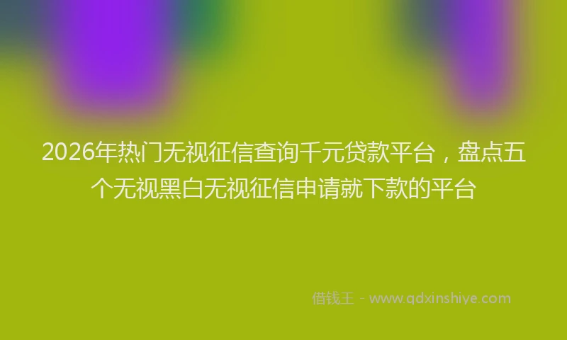 2026年热门无视征信查询千元贷款平台，盘点五个无视黑白无视征信申请就下款的平台