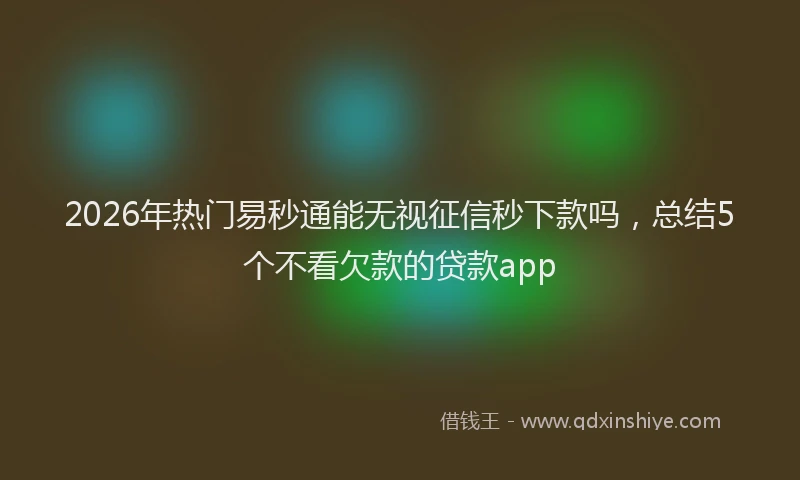 2026年热门易秒通能无视征信秒下款吗，总结5个不看欠款的贷款app