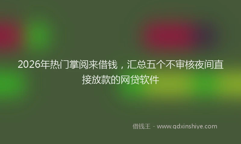 2026年热门掌阅来借钱，汇总五个不审核夜间直接放款的网贷软件