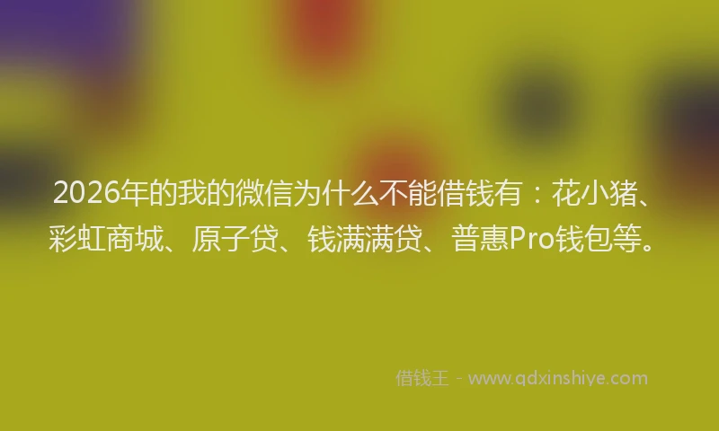 2026年的我的微信为什么不能借钱有：花小猪、彩虹商城、原子贷、钱满满贷、普惠Pro钱包等。