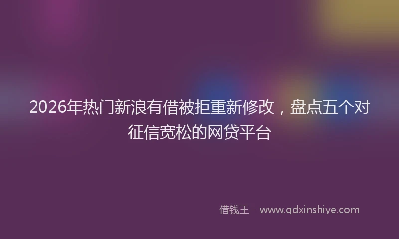 2026年热门新浪有借被拒重新修改，盘点五个对征信宽松的网贷平台