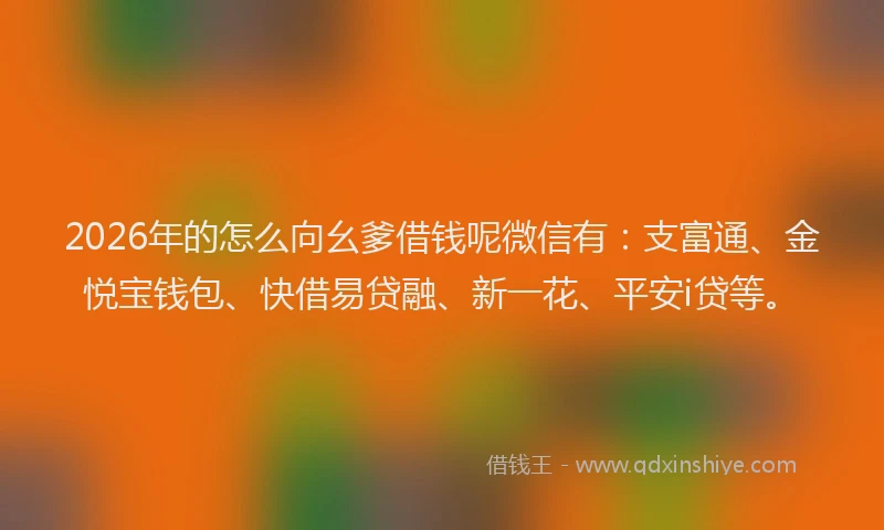 2026年的怎么向幺爹借钱呢微信有：支富通、金悦宝钱包、快借易贷融、新一花、平安i贷等。