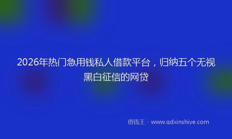 2026年热门急用钱私人借款平台，归纳五个无视黑白征信的网贷