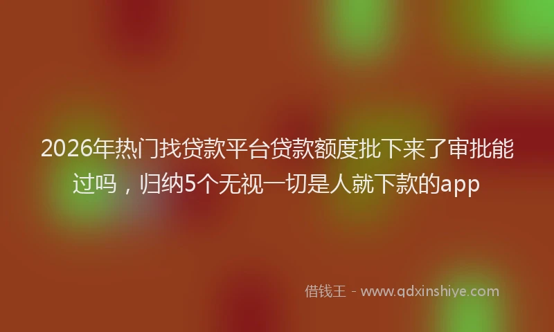 2026年热门找贷款平台贷款额度批下来了审批能过吗，归纳5个无视一切是人就下款的app