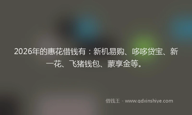 2026年的惠花借钱有：新机易购、哆哆贷宝、新一花、飞猪钱包、蒙享金等。