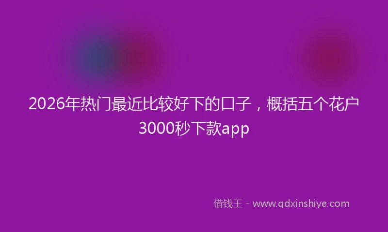 2026年热门最近比较好下的口子，概括五个花户3000秒下款app