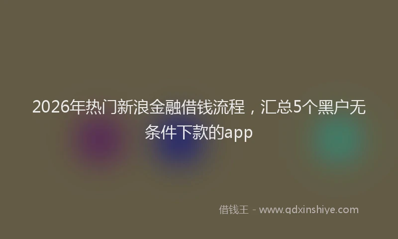 2026年热门新浪金融借钱流程，汇总5个黑户无条件下款的app