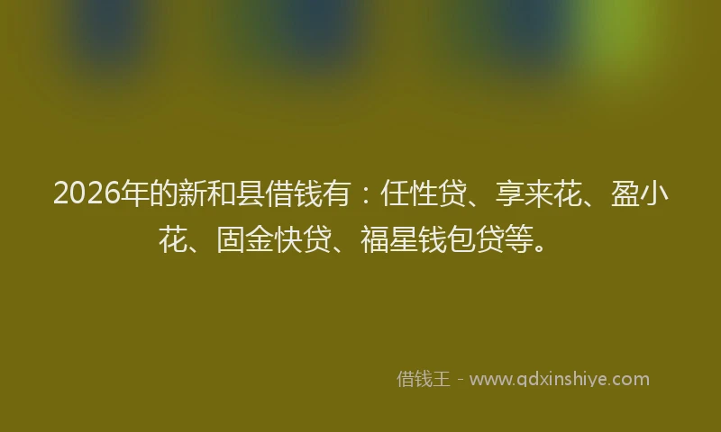 2026年的新和县借钱有：任性贷、享来花、盈小花、固金快贷、福星钱包贷等。