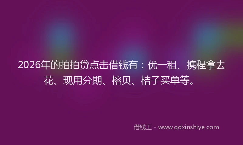 2026年的拍拍贷点击借钱有:优一租、携程拿去花、现用分期、榕贝、桔子买单等。