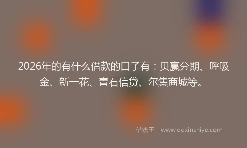 2026年的有什么借款的口子有：贝赢分期、呼吸金、新一花、青石信贷、尔集商城等。