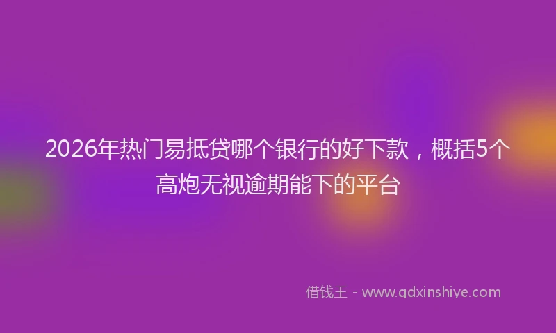 2026年热门易抵贷哪个银行的好下款，概括5个高炮无视逾期能下的平台