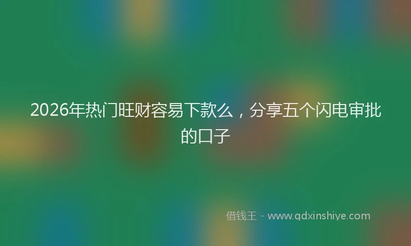 2026年热门旺财容易下款么，分享五个闪电审批的口子