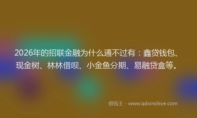 2026年的招联金融为什么通不过有：鑫贷钱包、现金树、林林借呗、小金鱼分期、易融贷盒等。