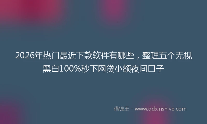 2026年热门最近下款软件有哪些，整理五个无视黑白100%秒下网贷小额夜间口子