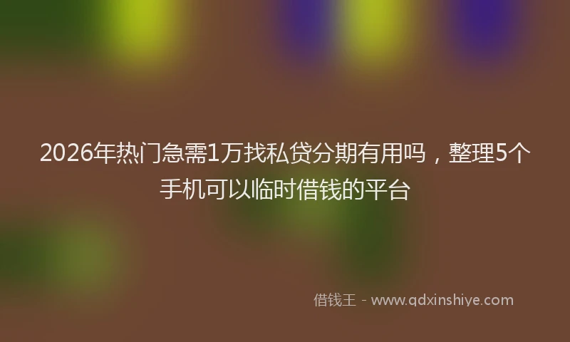 2026年热门急需1万找私贷分期有用吗，整理5个手机可以临时借钱的平台