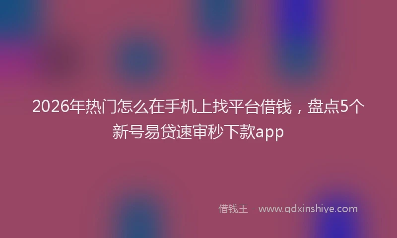 2026年热门怎么在手机上找平台借钱，盘点5个新号易贷速审秒下款app