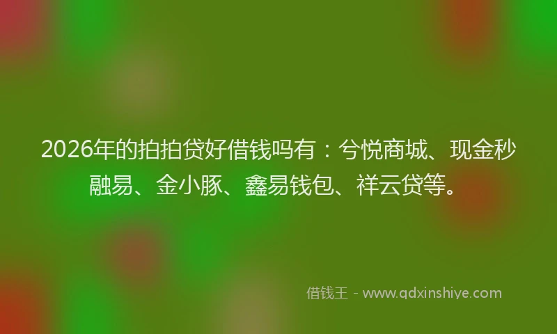 2026年的拍拍贷好借钱吗有：兮悦商城、现金秒融易、金小豚、鑫易钱包、祥云贷等。