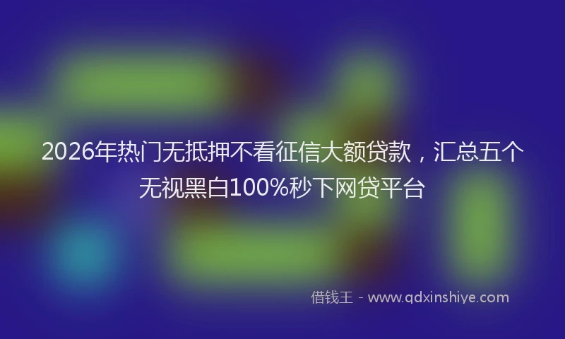 2026年热门无抵押不看征信大额贷款，汇总五个无视黑白100%秒下网贷平台