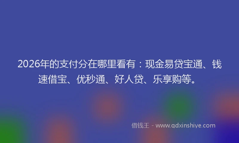 2026年的支付分在哪里看有：现金易贷宝通、钱速借宝、优秒通、好人贷、乐享购等。