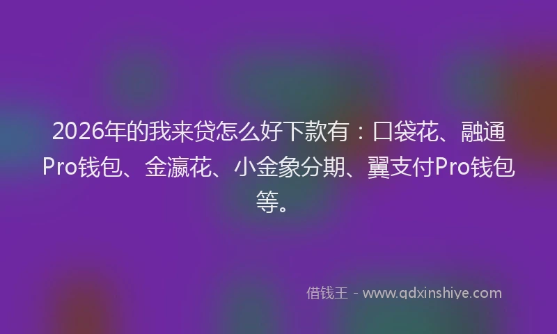2026年的我来贷怎么好下款有：口袋花、融通Pro钱包、金瀛花、小金象分期、翼支付Pro钱包等。