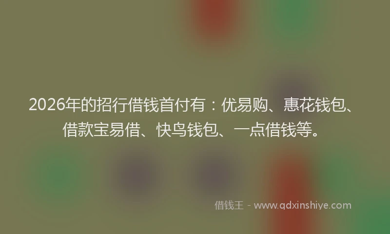 2026年的招行借钱首付有：优易购、惠花钱包、借款宝易借、快鸟钱包、一点借钱等。