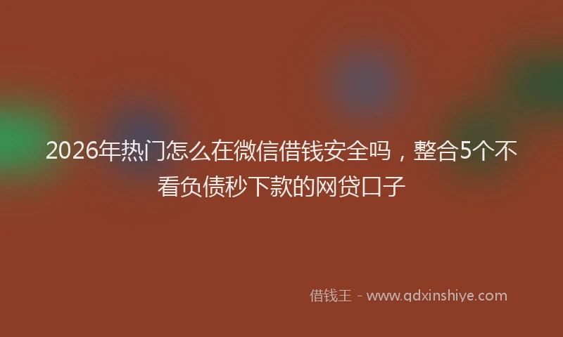 2026年热门怎么在微信借钱安全吗，整合5个不看负债秒下款的网贷口子