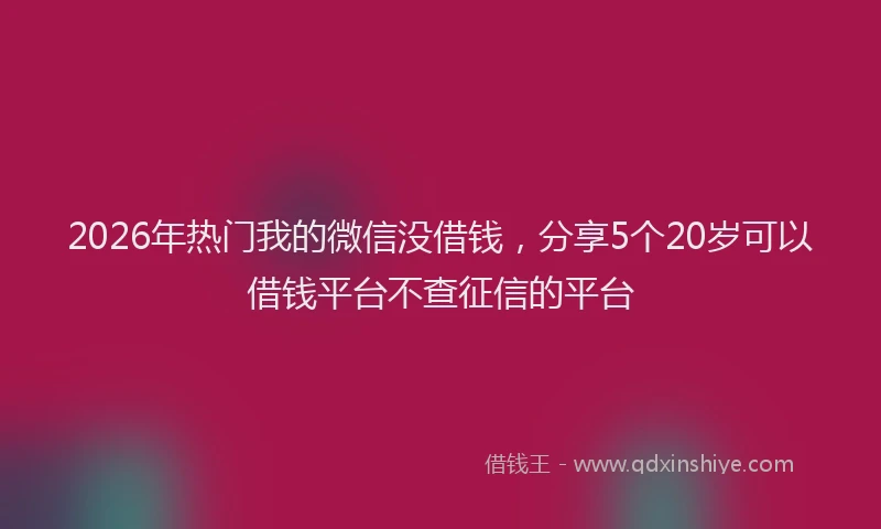 2026年热门我的微信没借钱，分享5个20岁可以借钱平台不查征信的平台
