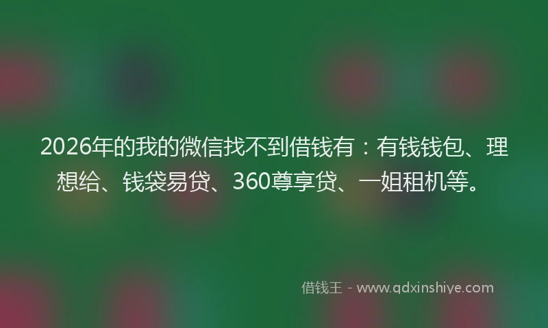 2026年的我的微信找不到借钱有：有钱钱包、理想给、钱袋易贷、360尊享贷、一姐租机等。