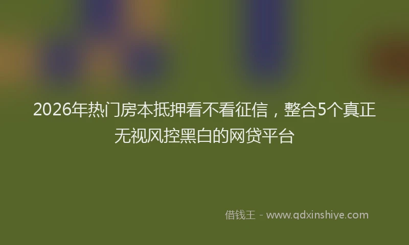 2026年热门房本抵押看不看征信，整合5个真正无视风控黑白的网贷平台