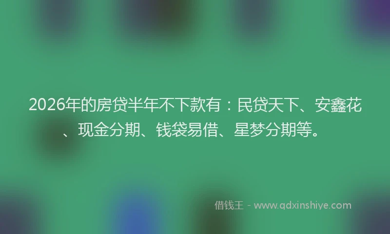 2026年的房贷半年不下款有:民贷天下、安鑫花、现金分期、钱袋易借、星梦分期等。